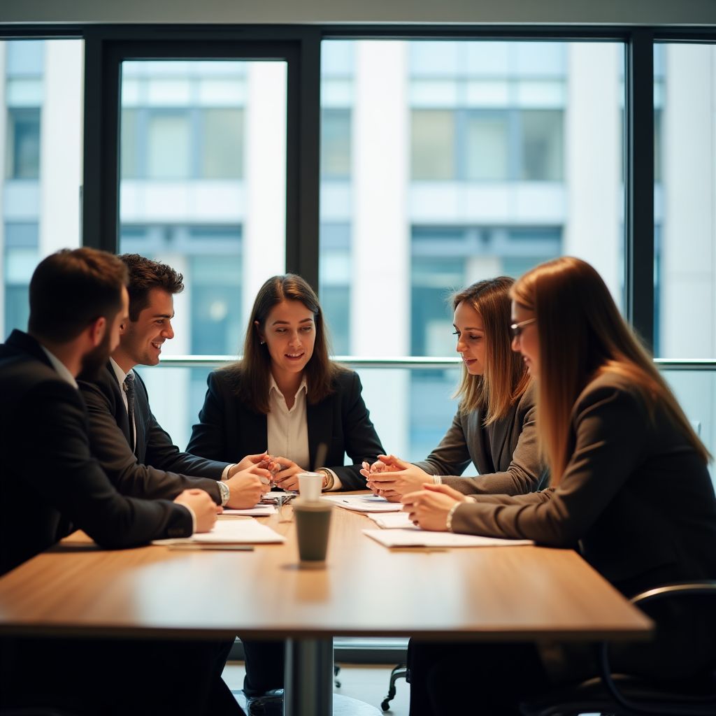 Equipo de consultores financieros trabajando